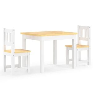 vidaXL 3 pcs conjunto mesa e cadeiras infantil MDF branco e bege