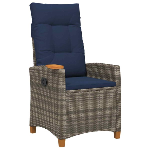 vidaXL Cadeira reclin&aacute;vel com prato para ch&aacute; 62 x 64 x 112 cm vime PE