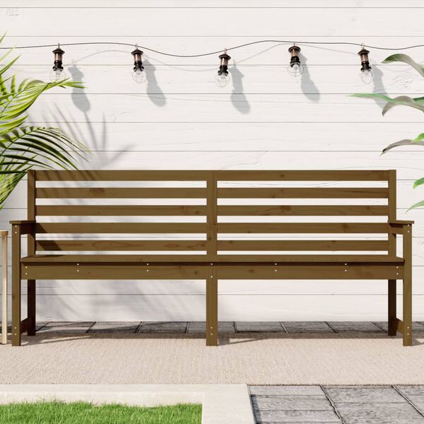 vidaXL Banco de jardim 203,5x48x91,5 cm pinho maci&ccedil;o castanho-mel