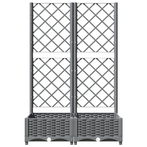 vidaXL Vaso/floreira jardim c/ treli&ccedil;a 80x40x121,5 cm PP cinza-claro