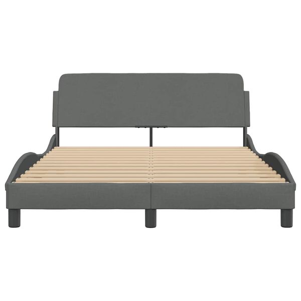 vidaXL Estrutura de cama Dover 140x190 cm tecido cinzento-escuro