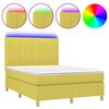 vidaXL Cama box spring c/ colch&atilde;o e LED 140x190 cm tecido verde