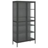 vidaXL M&oacute;vel alto 85x40x180 cm vidro e a&ccedil;o preto