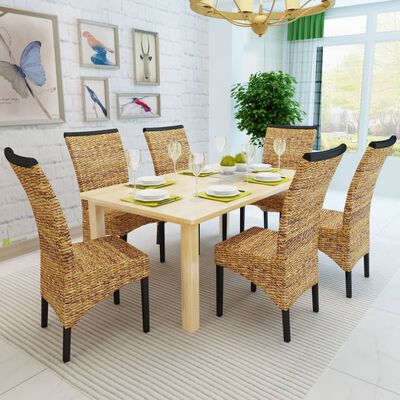 vidaXL Cadeiras de jantar 6 pcs abacá e madeira de mangueira maciça