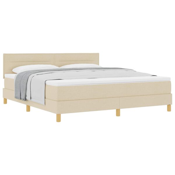 vidaXL Cama Box com almofada com cabeceira Creme 180 x 200 cm tecido