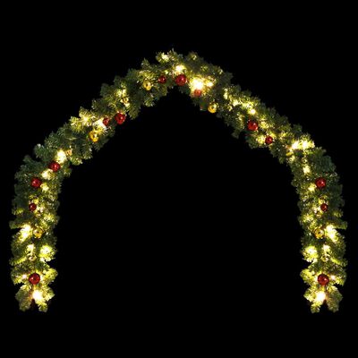 vidaXL Grinalda de Natal decorada com enfeites e luzes LED 20 m