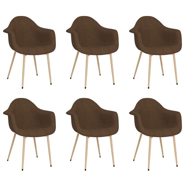vidaXL Cadeiras de jantar 6 pcs tecido castanho-escuro