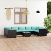 vidaXL 10 pcs conjunto lounge de jardim c/ almofad&otilde;es vime PE preto