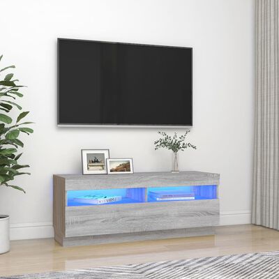 vidaXL Móvel de TV com luzes LED 100x35x40 cm sonoma cinzento