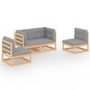 vidaXL 4 pcs conjunto lounge de jardim com almofad&otilde;es pinho maci&ccedil;o