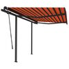 vidaXL Toldo retr&aacute;til autom&aacute;tico com postes 3x2,5 m laranja e castanho