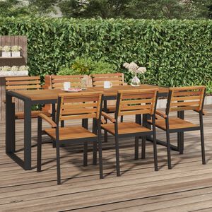 vidaXL Mesa jardim c/ pernas em forma de U 200x90x75 cm ac&aacute;cia maci&ccedil;a