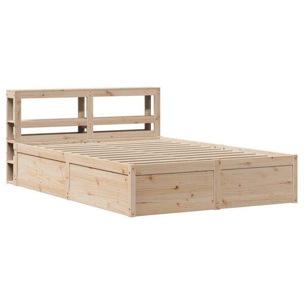 vidaXL Estrutura de cama com cabeceira 160x200 cm pinho maci&ccedil;o