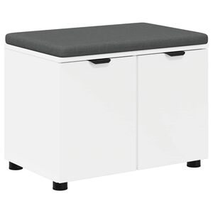 vidaXL Banco de Hall com almofada com porta Branco 60 x 38 x 46 cm