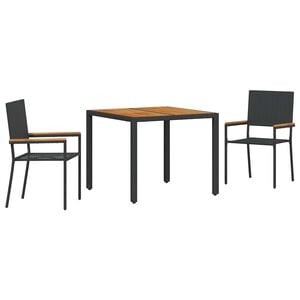 vidaXL Conjunto de Jantar para Jardim 3 unid. Preto vime PE