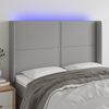 vidaXL Cabeceira cama c/ luzes LED tecido 147x16x118/128cm cinza-claro