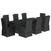 vidaXL 9 pcs conjunto de jantar p/ jardim c/ almofad&otilde;es vime PE preto