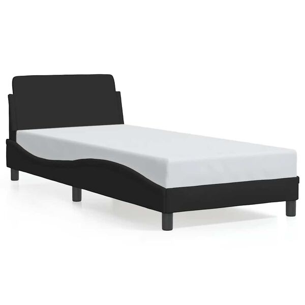 vidaXL Estrutura de cama com cabeceira Dover tecido 80x200 cm preto