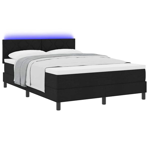 vidaXL Cama Box com colch&atilde;o com cabeceira Preto 140 x 190 cm tecido