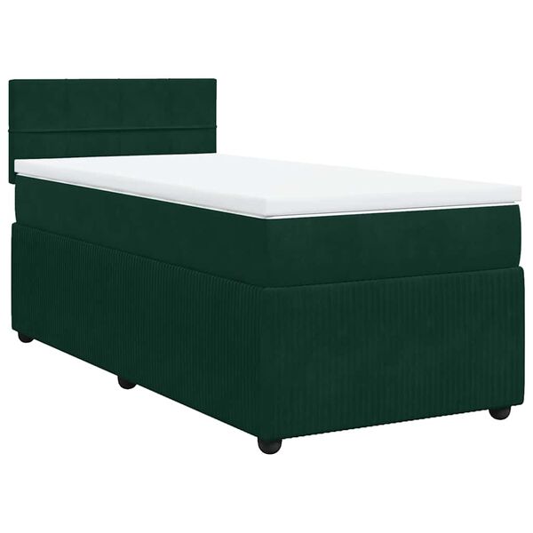 vidaXL Cama com molas/colch&atilde;o 80x200 cm veludo verde-escuro