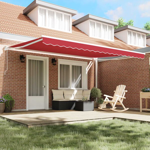 vidaXL Toldo Vermelho 4,5 &times; 3 m Poli&eacute;ster e metal