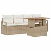 vidaXL Conjunto de Sof&aacute; de Jardim 5 unid. Bege Rattan Sint&eacute;tico