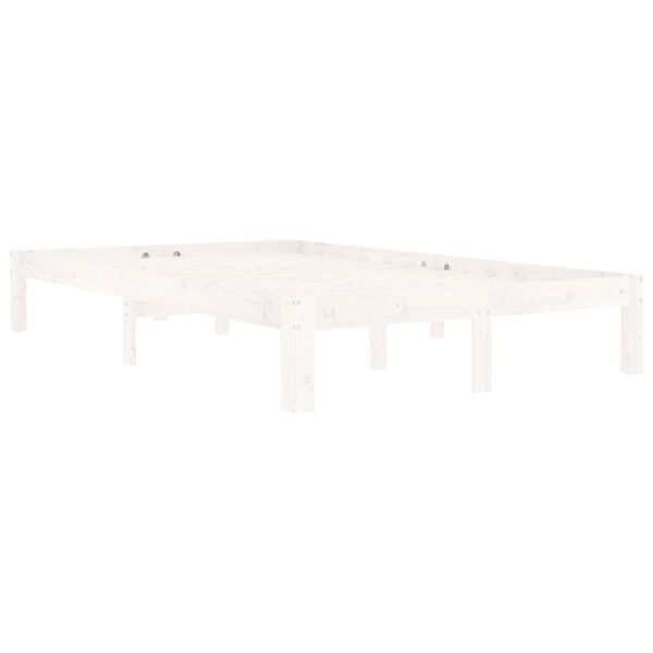 vidaXL Estrutura de cama 120x200 cm pinho maciço branco