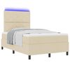 vidaXL Cama Box com colch&atilde;o com led Creme 120 x 190 cm tecido