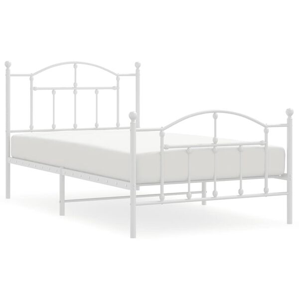 vidaXL Estrutura de cama com cabeceira e pés 100x190 cm metal branco