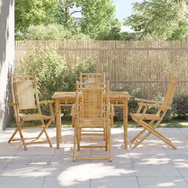 vidaXL Cadeiras de jardim dobráveis 4 pcs 53x66x99 cm bambu