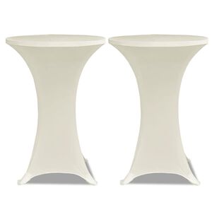 vidaXL Toalha de Mesa el&aacute;stica &Oslash;60, Creme / 2 pe&ccedil;as