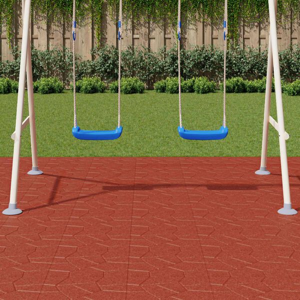 vidaXL Pedra Passo 6 pcs Vermelho 40,5 x 40,5 x 2 cm Borracha