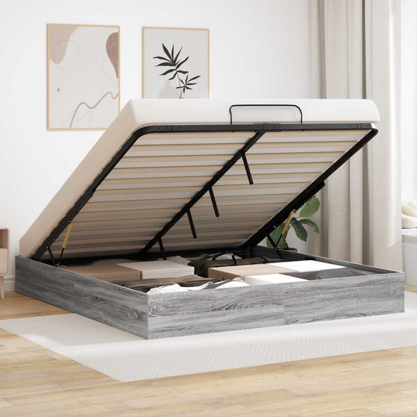 vidaXL Estrutura de Cama Ottoman Cinza Sonoma 193 x 120 x 25 cm