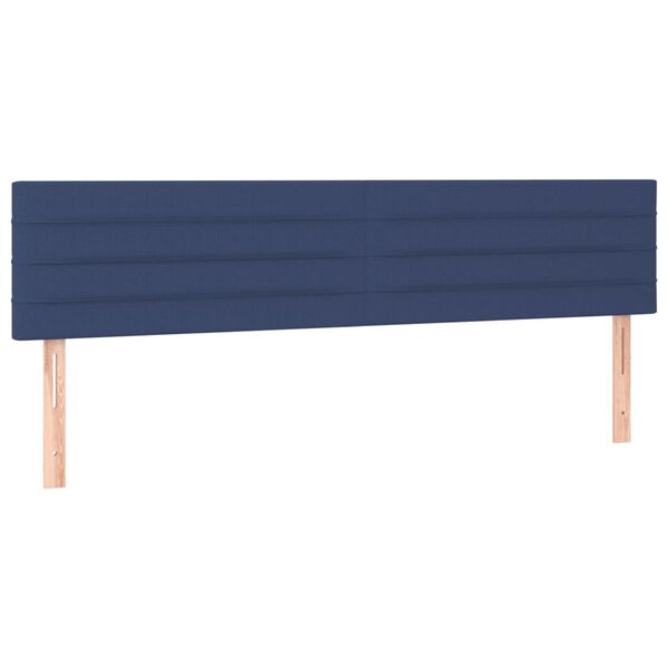 vidaXL Cabeceira de cama c/ luzes LED tecido 200x5x78/88 cm azul