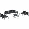 vidaXL Conjunto de Sofá de Jardim com almofada 8 pcs Preto Aço