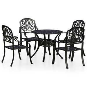 vidaXL 5 pcs conjunto de bistr&ocirc; alum&iacute;nio fundido preto
