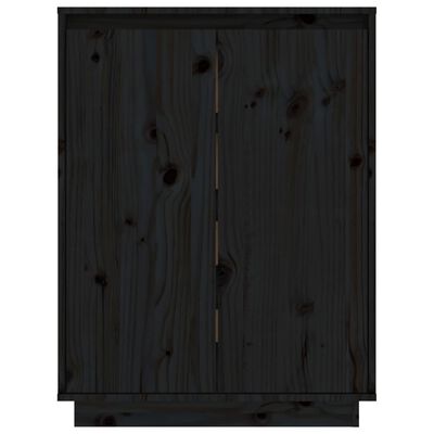 vidaXL Sapateira 60x35x80 cm madeira de pinho maciça preto