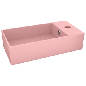 vidaXL Lavat&oacute;rio WC c/ extravasamento cer&acirc;mica rosa mate