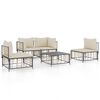 vidaXL 5 pcs conjunto lounge de jardim c/ almofad&otilde;es vime PE antracite