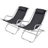 vidaXL Cadeiras de jardim reclin&aacute;veis 2 pcs a&ccedil;o preto