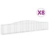 vidaXL Cestos gabi&atilde;o arqueados 8 pcs 400x30x60/80 cm ferro galvanizado