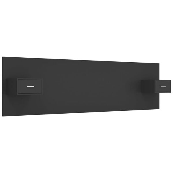 vidaXL Cabeceira cama + arm&aacute;rios madeira processada preto
