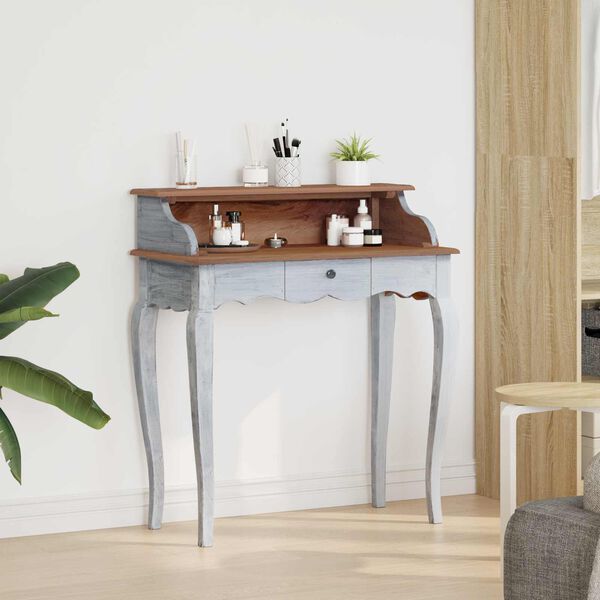 vidaXL Mesa com gaveta Branco 80 x 40 x 92 cm Madeira de Mogno S&oacute;lida