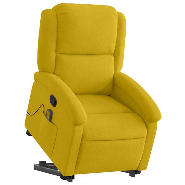 vidaXL Poltrona elevat&oacute;ria de massagens veludo amarelo