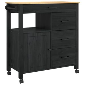 vidaXL Carrinho de Cozinha MONZA Preto 84 x 40 x 88,5 cm