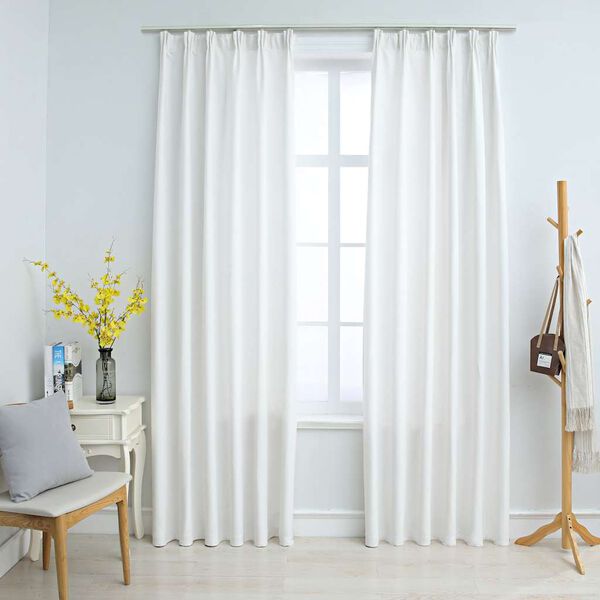 vidaXL Cortinas blackout com ganchos 2 pcs 140x175 cm branco sujo
