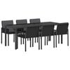 vidaXL Conjunto de Jantar para Jardim 7 unid. Preto vime PE