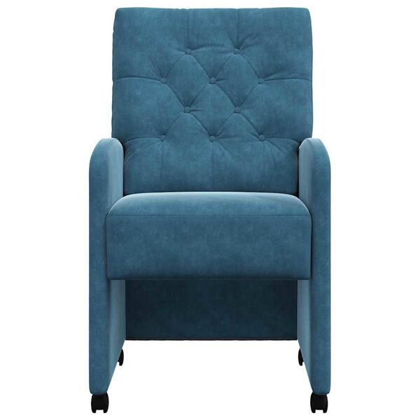 vidaXL Cadeiras de Jantar com Rodas 2 pcs Azul 58 x 67 x 97 cm Veludo