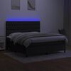 vidaXL Cama box spring c/ colch&atilde;o e LED 160x200 cm tecido preto