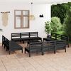 vidaXL 13 pcs conjunto lounge de jardim pinho maci&ccedil;o preto
